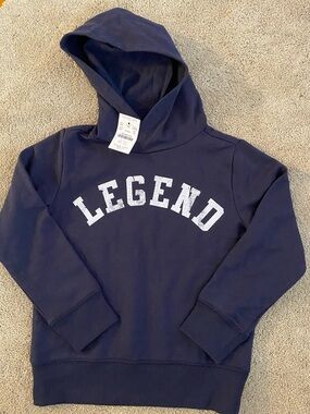 New Crewcuts Navy Hooded Sweatshirt with 'LEGEND' Chest Print